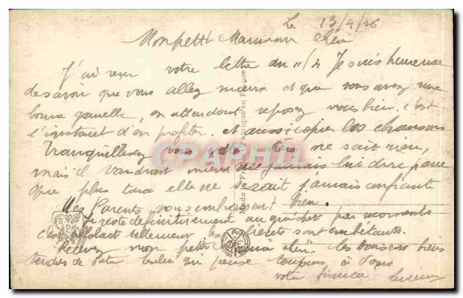 CPA Fantaisie Salon de Paris Rieder le soir a la ferme — Verso