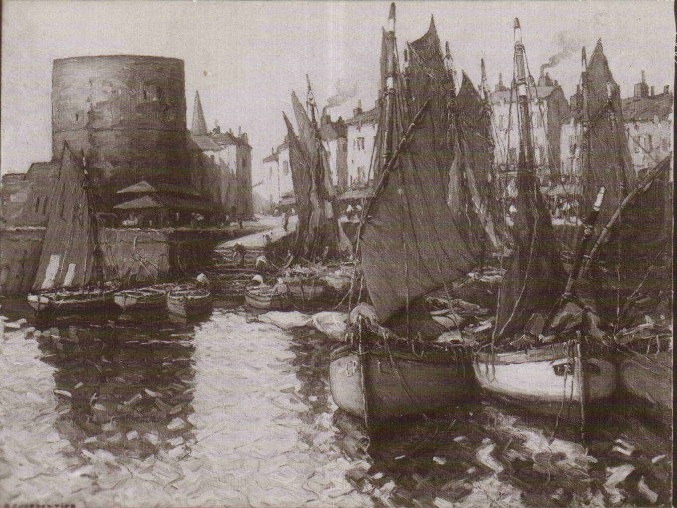 CPA Fantaisie Paris Salon de 1912 Charpentier Coin du port de la Rochelle