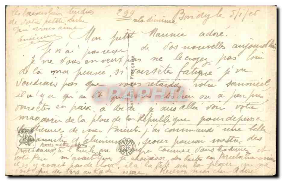 CPA Fantaisie Paris Salon Darien Une chaumiere et un coeur — Rückseite