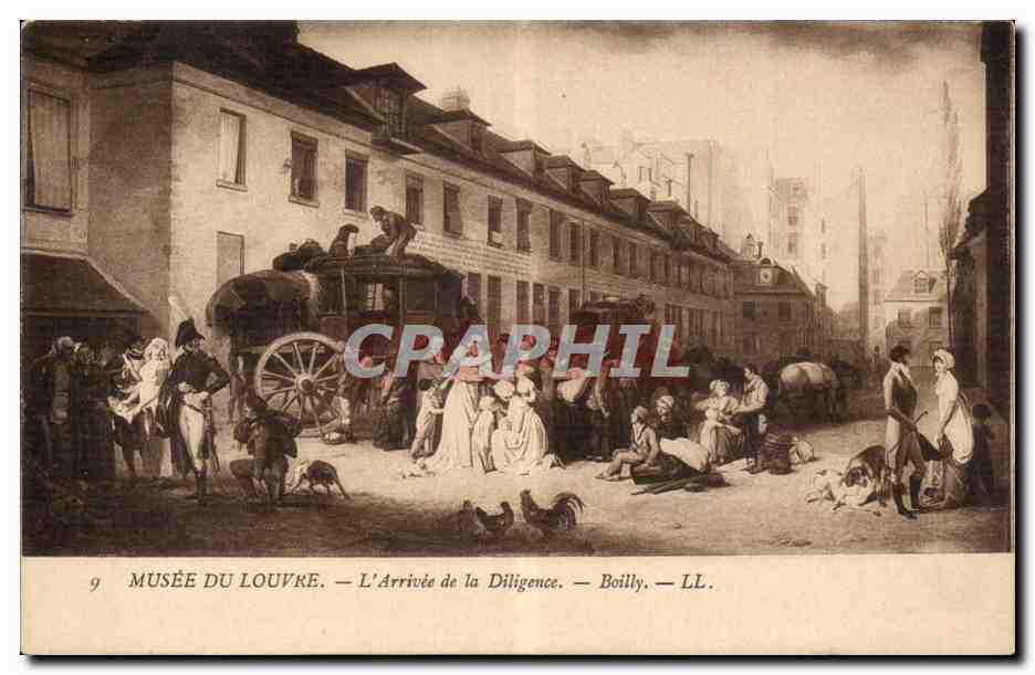 CPA Fantaisie Paris Musee du Louvre l'arrivee de la diligence Boilly