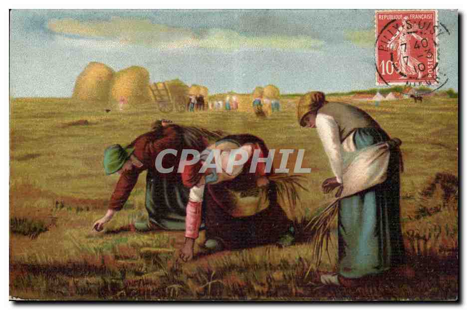CPA Fantaisie Millet les glaneuses 