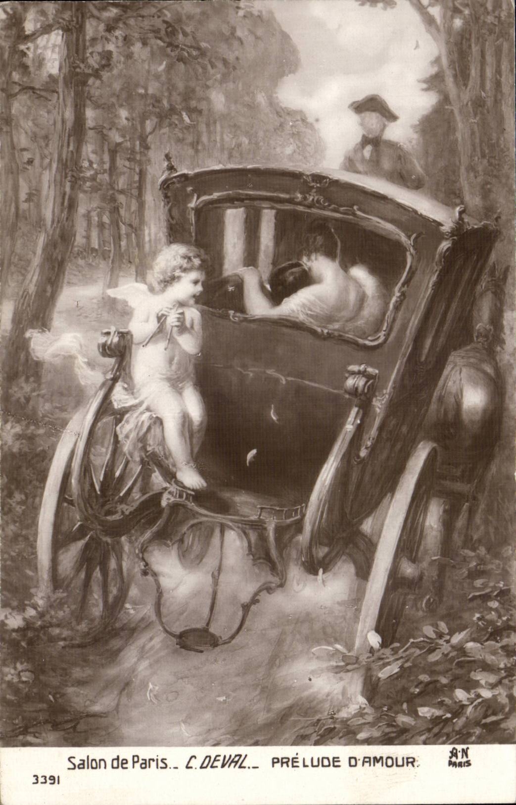 CPA Fantaisie Paris salon Deval prelude d'amour Ange Angel