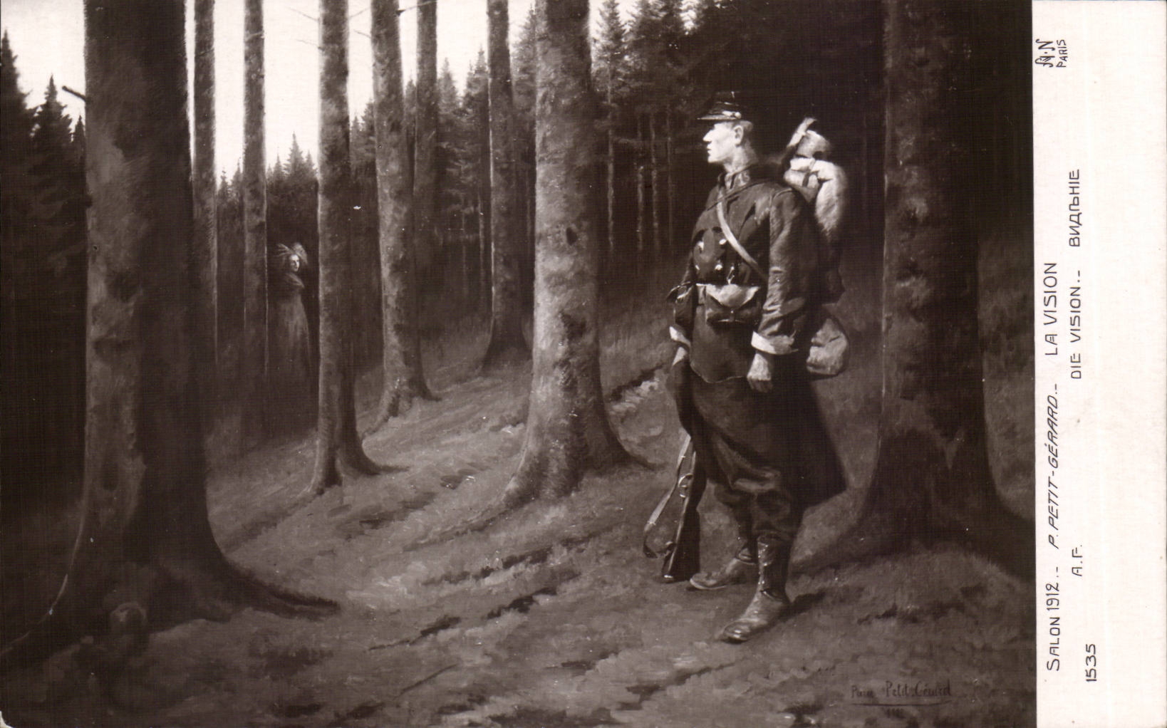 Soldat en forêt — La Vision — Salon 1912 — A.N. Paris, n° 1535