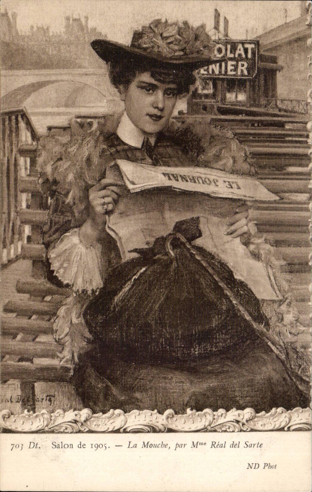 CPA Fantaisie Salon de 1905 La mouche par mme Real dem Sarte