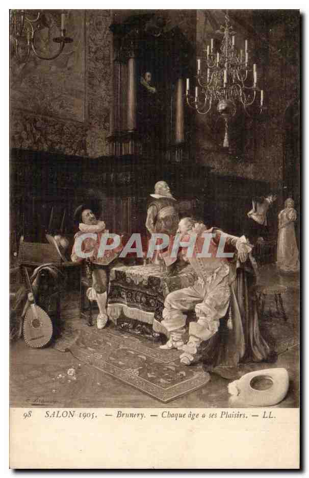 CPA Fantaisie Salon de 1905 Brunery Chaque age a ses plaisirs