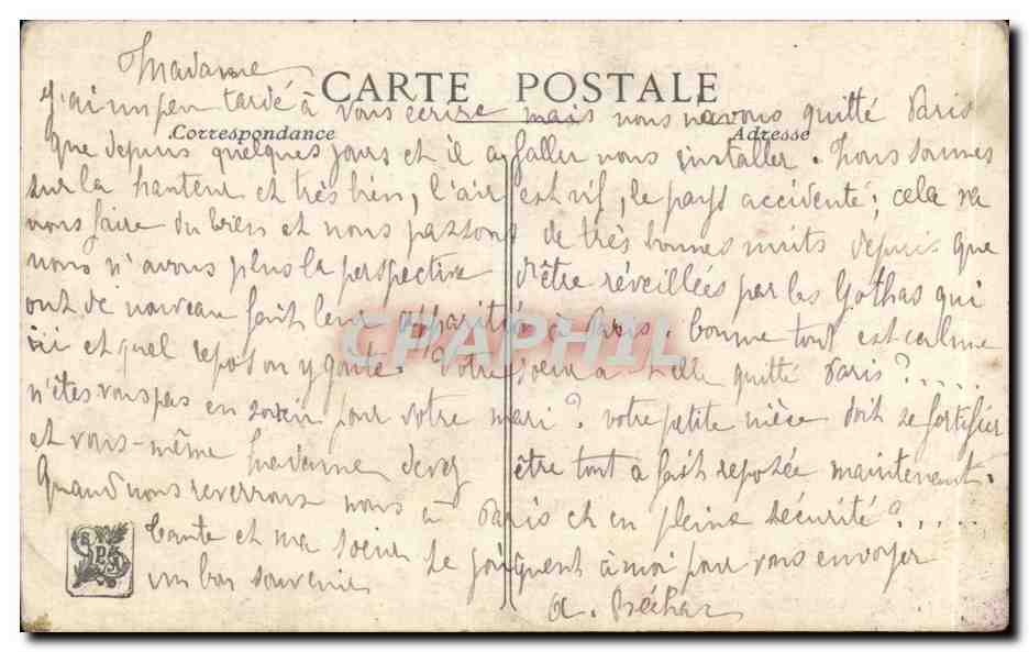 CPA Fantaisie Salon de 1914 Maurice Orange Vieux manoir — Verso