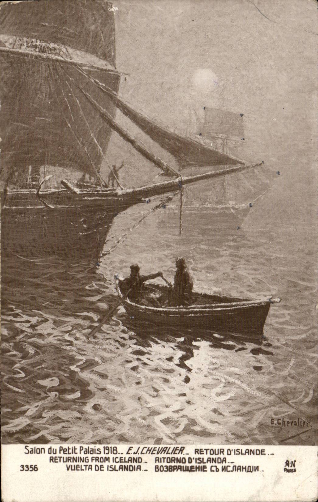 CPA Fantaisie Salon du petit Palais 1918 Chevalier Retour d'islande Iceland 
