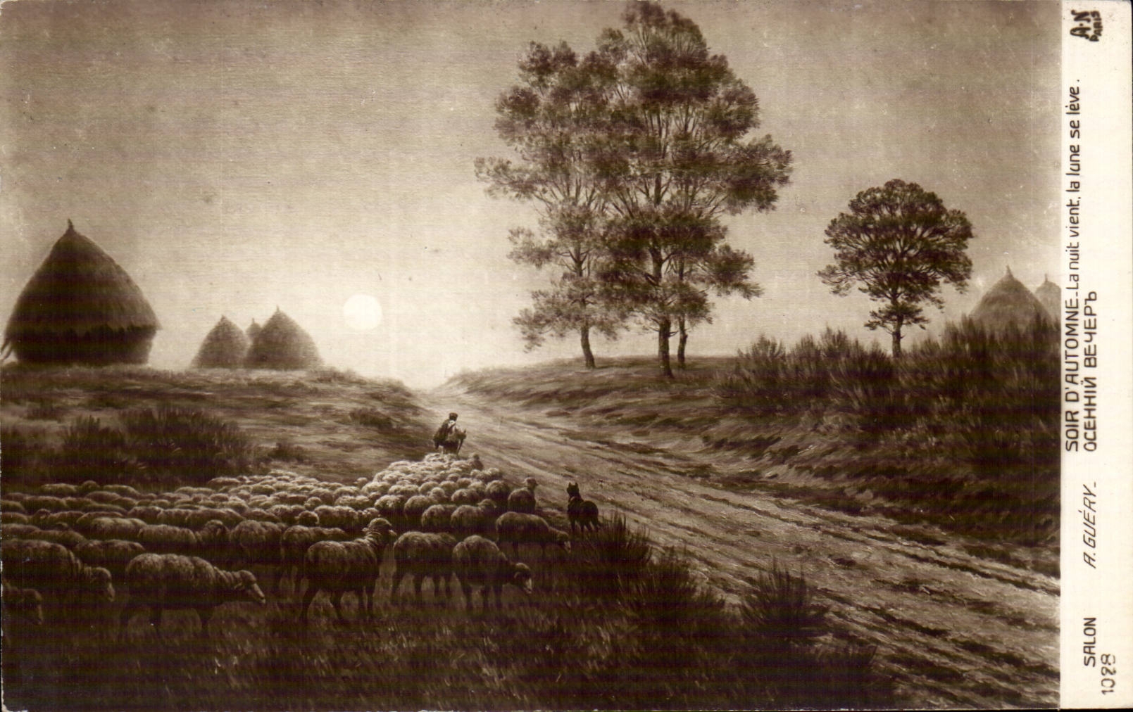 CPA Fantaisie Guery Salon d'automne La nuit vient la lune se leve