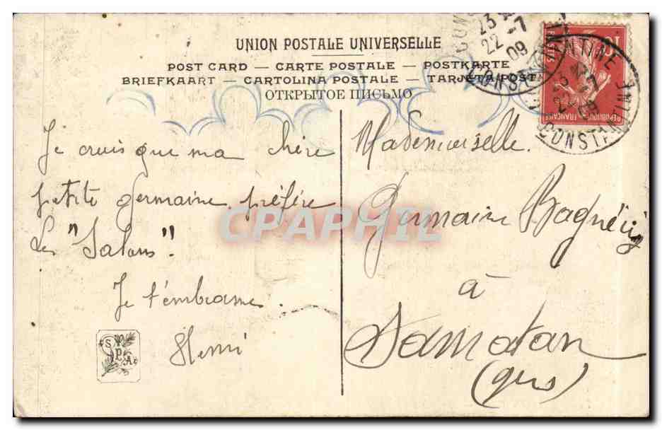 CPA Fantaisie Salon 1909 Worms L'heure de la soupe Ane Donkey  — Rückseite