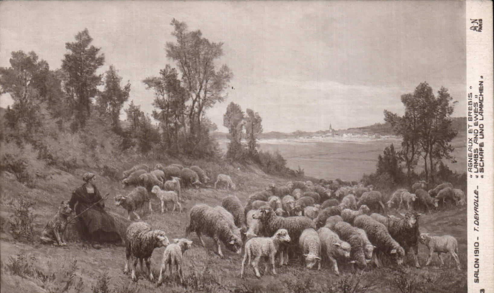CPA Fantaisie Salon 1910 Deyrolle Agneaux et brebis Sheep Mouton