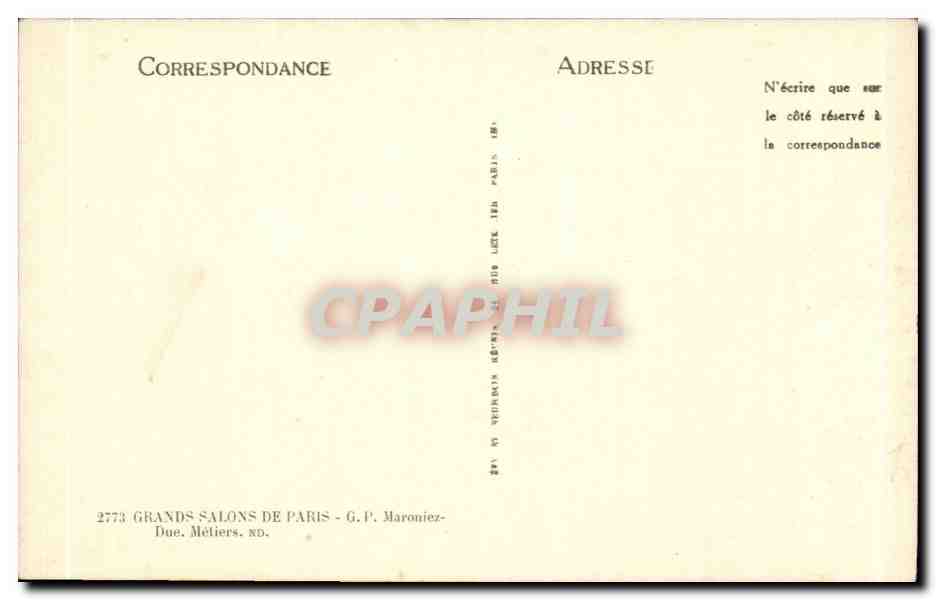 CPA Fantaisie Grands salons de Paris Maroniez  — Verso