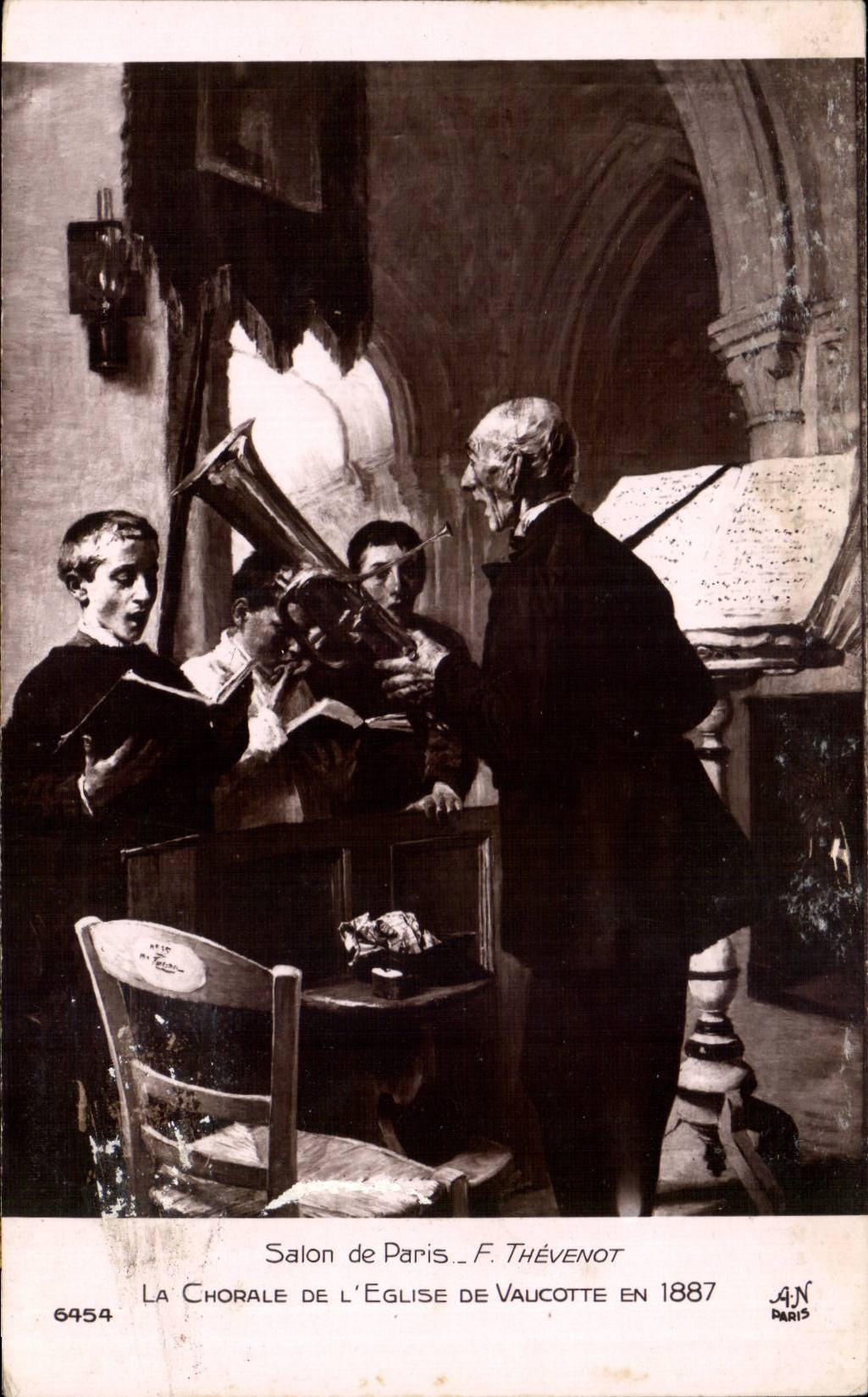 CPA Fantaisie Salon de Paris Thevenot La chorale de l'eglise de Vaucotte en 1887