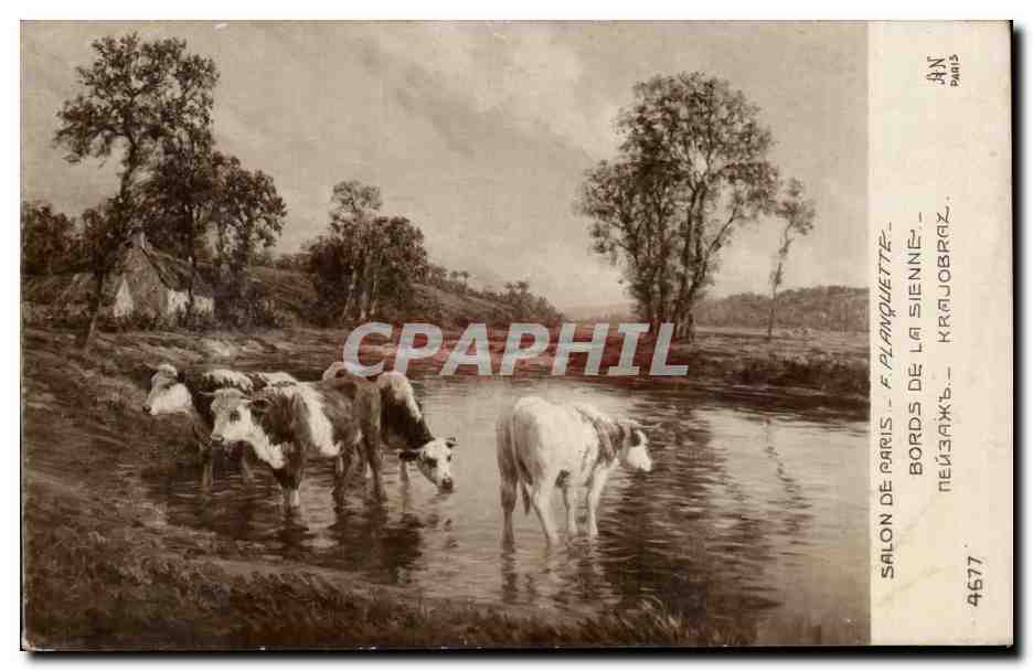 CPA Fantaisie Salon de Paris Planquette Vaches