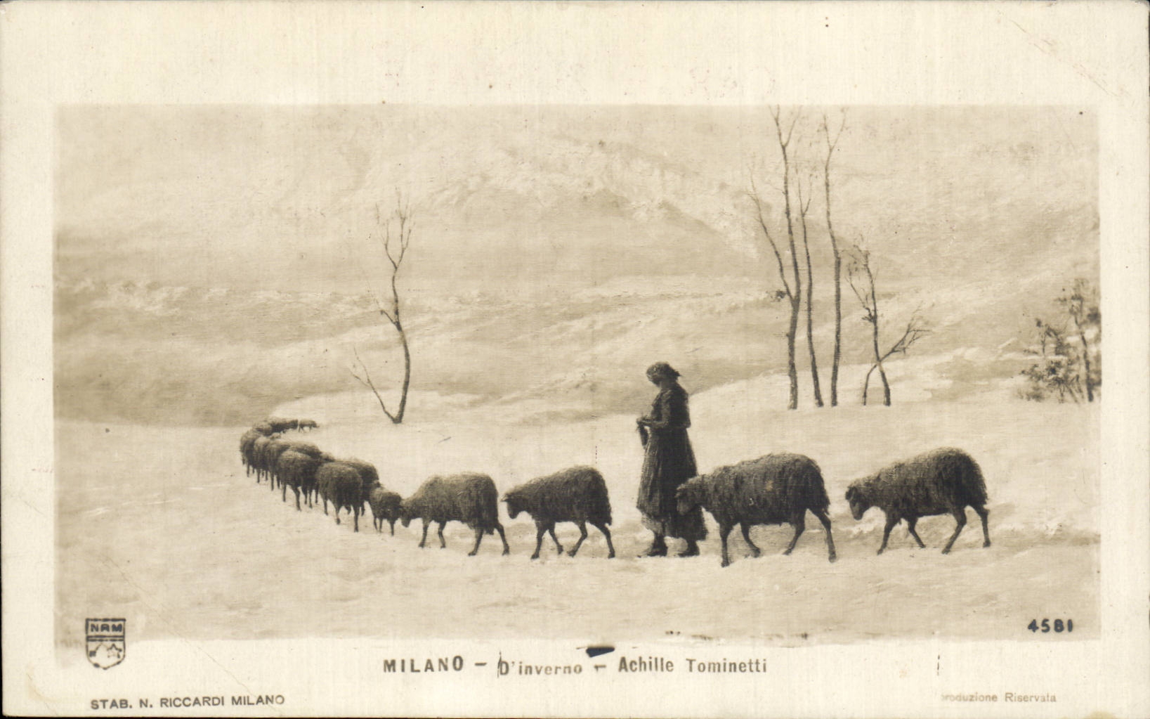 CPA Fantaisie Milano D'inverno Achille Tominetti Mouton