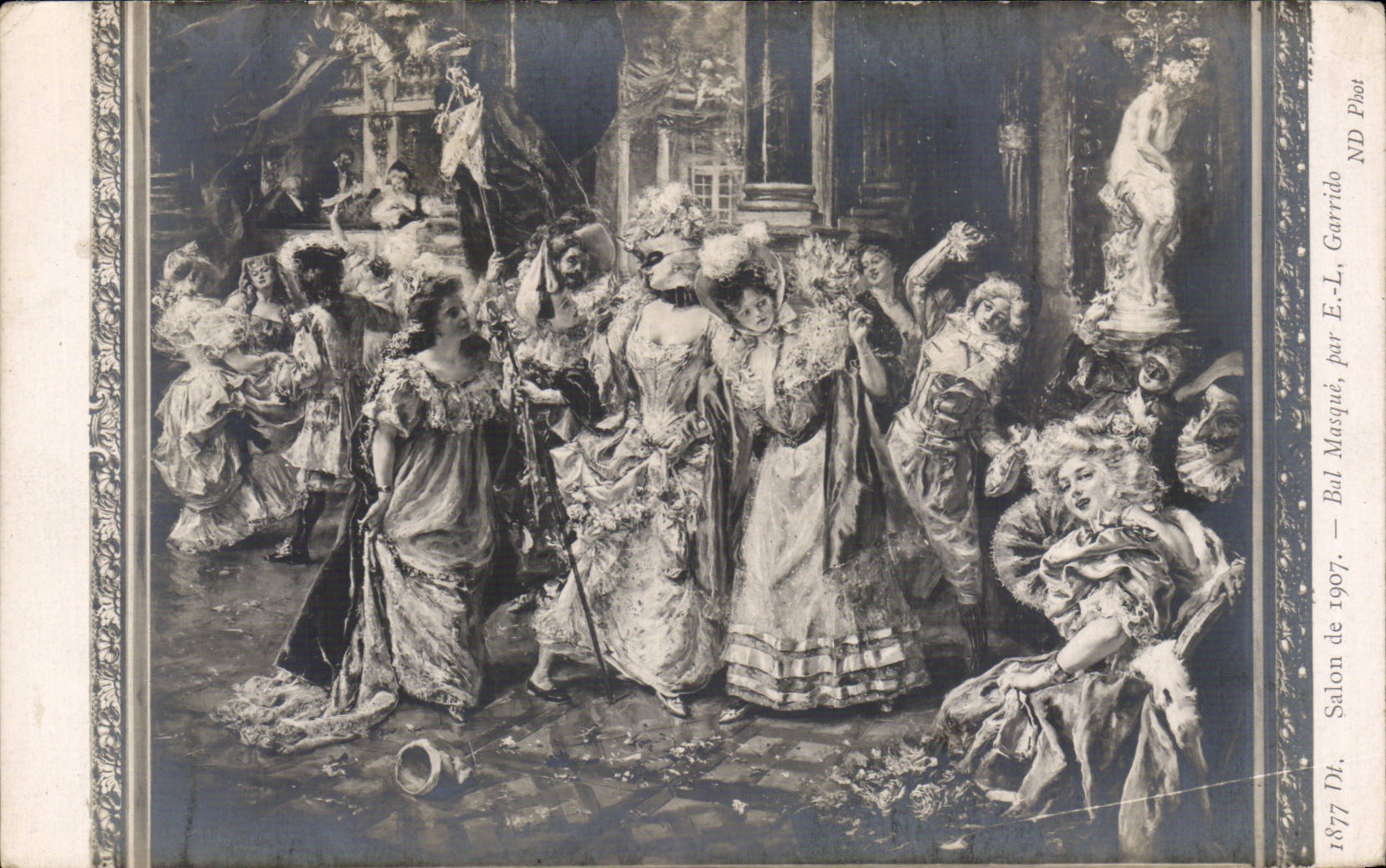CPA Fantaisie Salon de 1907 Bal masque Garrido