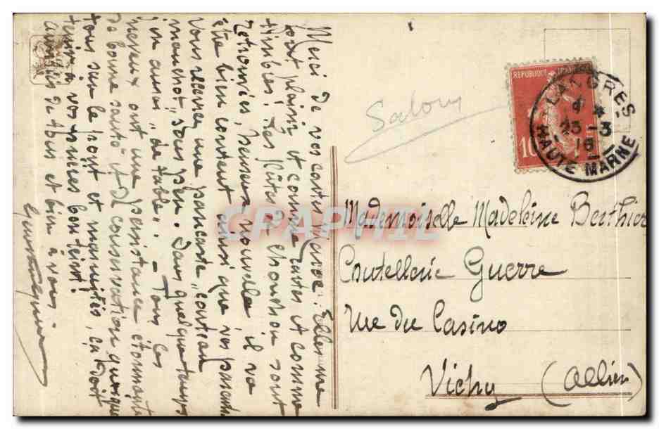 CPA Fantaisie Sabatte Pour la conservation des eglises de France Salon 1916 — Rückseite