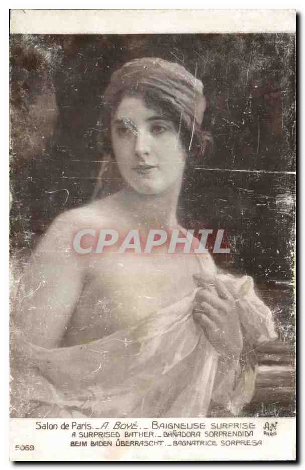 CPA Fantaisie Salon de Paris Biye Baigneuse surprise