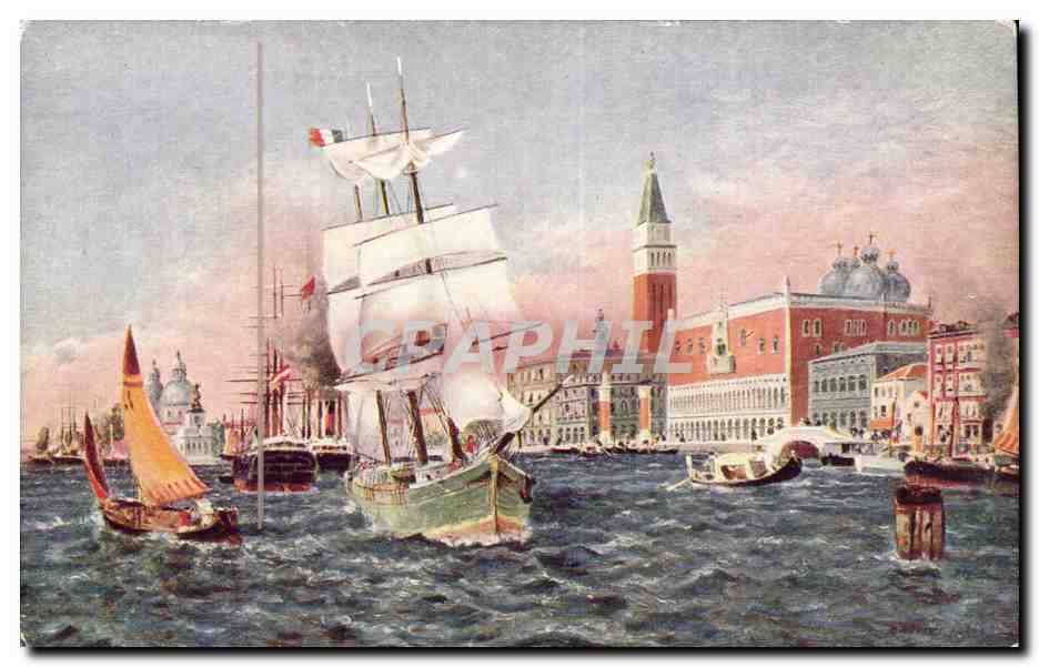 CPA Fantaisie Roullet Dans le port de Venise