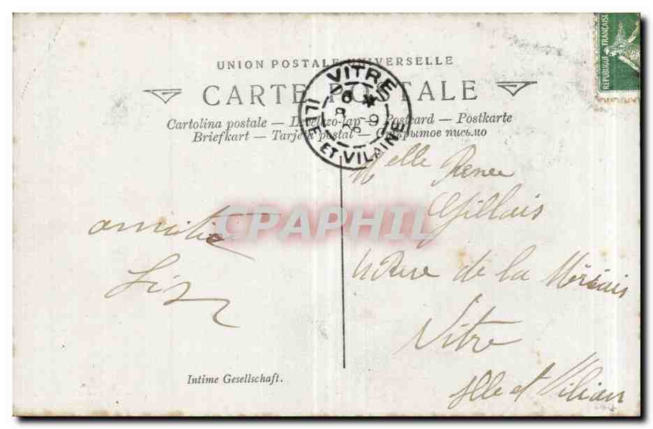 CPA Fantaisie Salon 1909 Madrassi Soire intime Piano — Verso