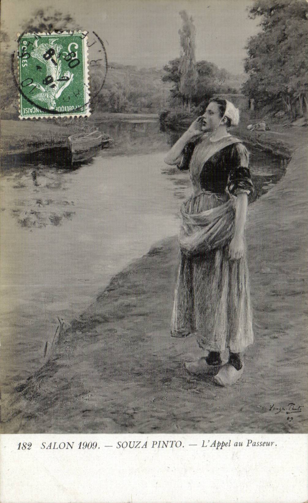CPA Fantaisie Salon 1909 Souza Pinto L'appel au passeur