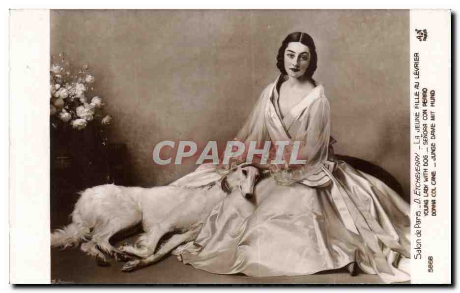 CPA Fantaisie Salon de Paris Etcheverry La jeune fille au levrier