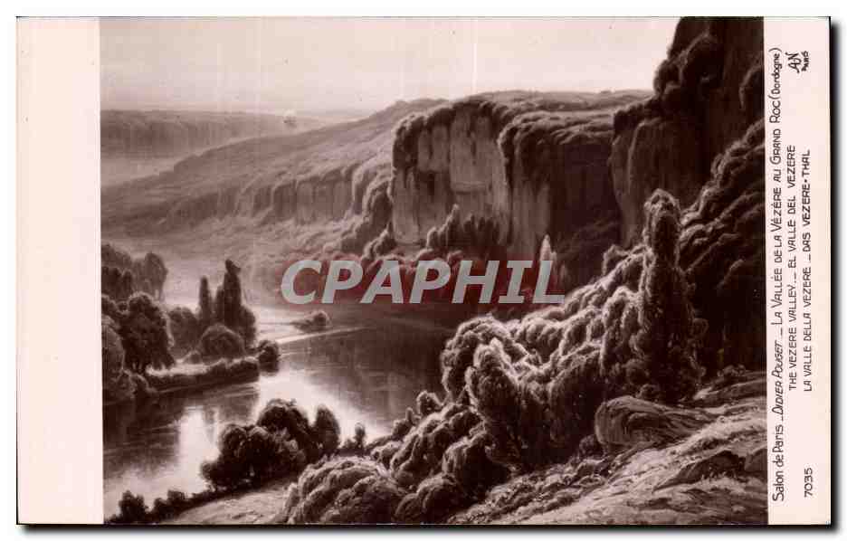 CPA Fantaisie Salon de Paris La vallee de la Veziere au grand roc ( Dordogne )