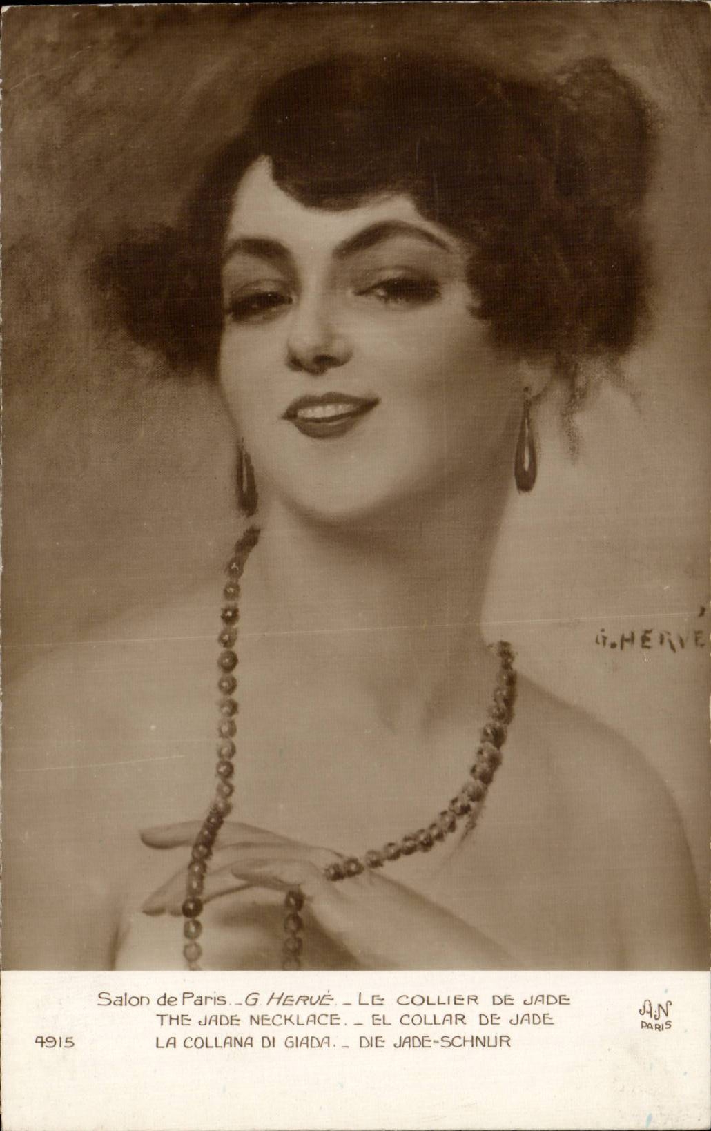 CPA Fantaisie Salon de Paris Herve Le collier de Jade