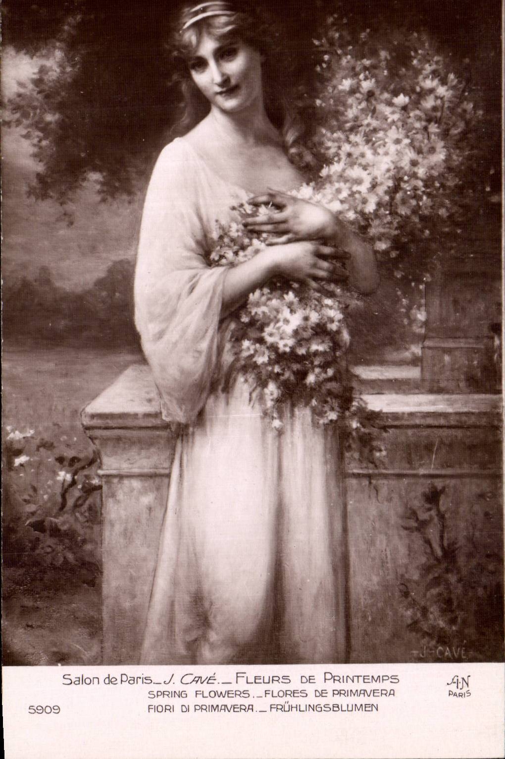 CPA Fantaisie Salon de paris J Cave Fleurs de printemps 