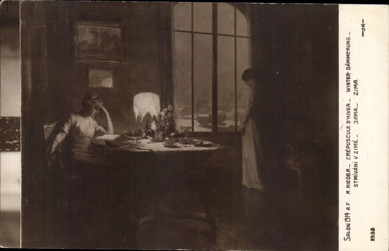 CPA Fantaisie Salon 1914 Rieder Crepuscule d'hiver