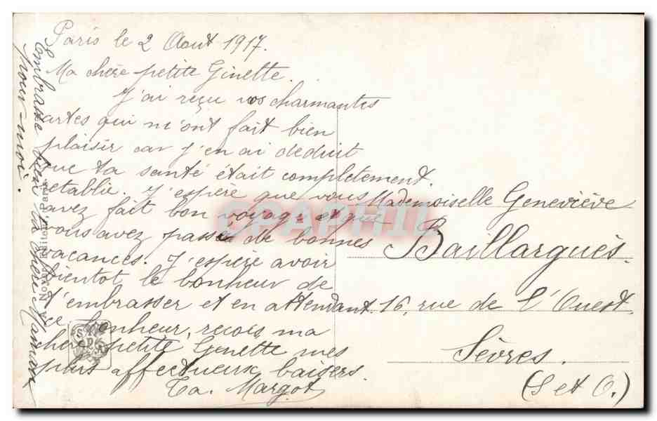 CPA Fantaisie Salon 1914 Brunet la novice — Verso