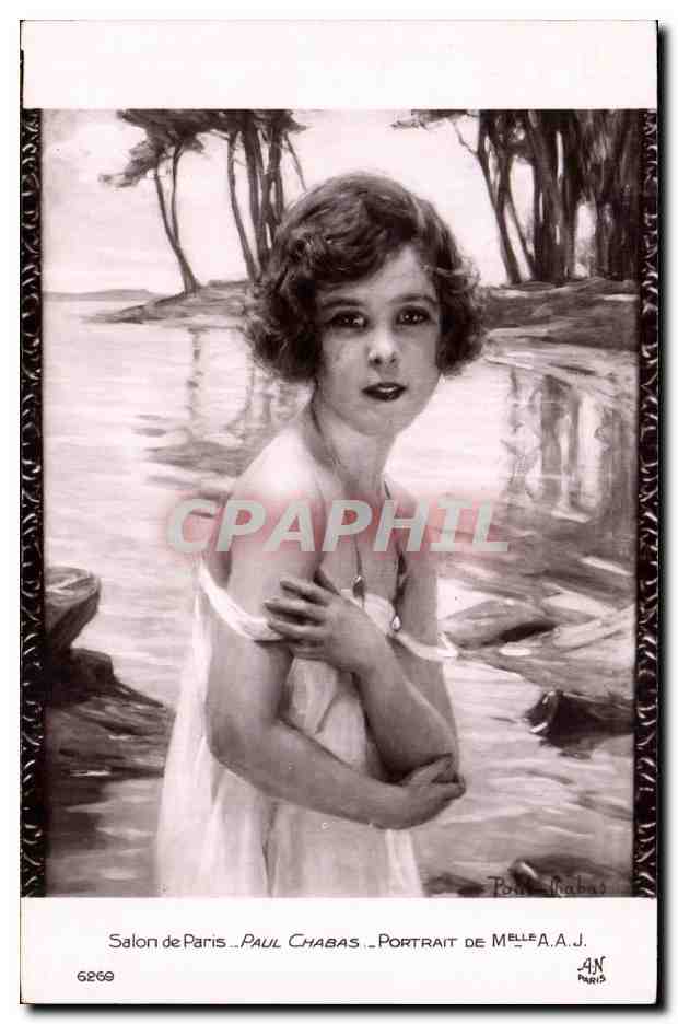 CPA Fantaisie Salon de Paris Paul Chabas Portrait de Mlle AAJ