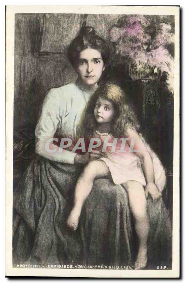 CPA Fantaisie Salon 1902 Coppier Mere et fillette