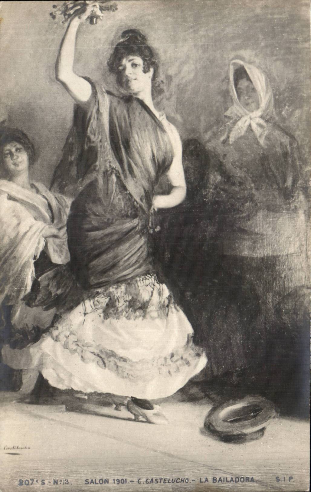 CPA Fantaisie Salon 1901 Castelucho La Bailadora Danse Folklore