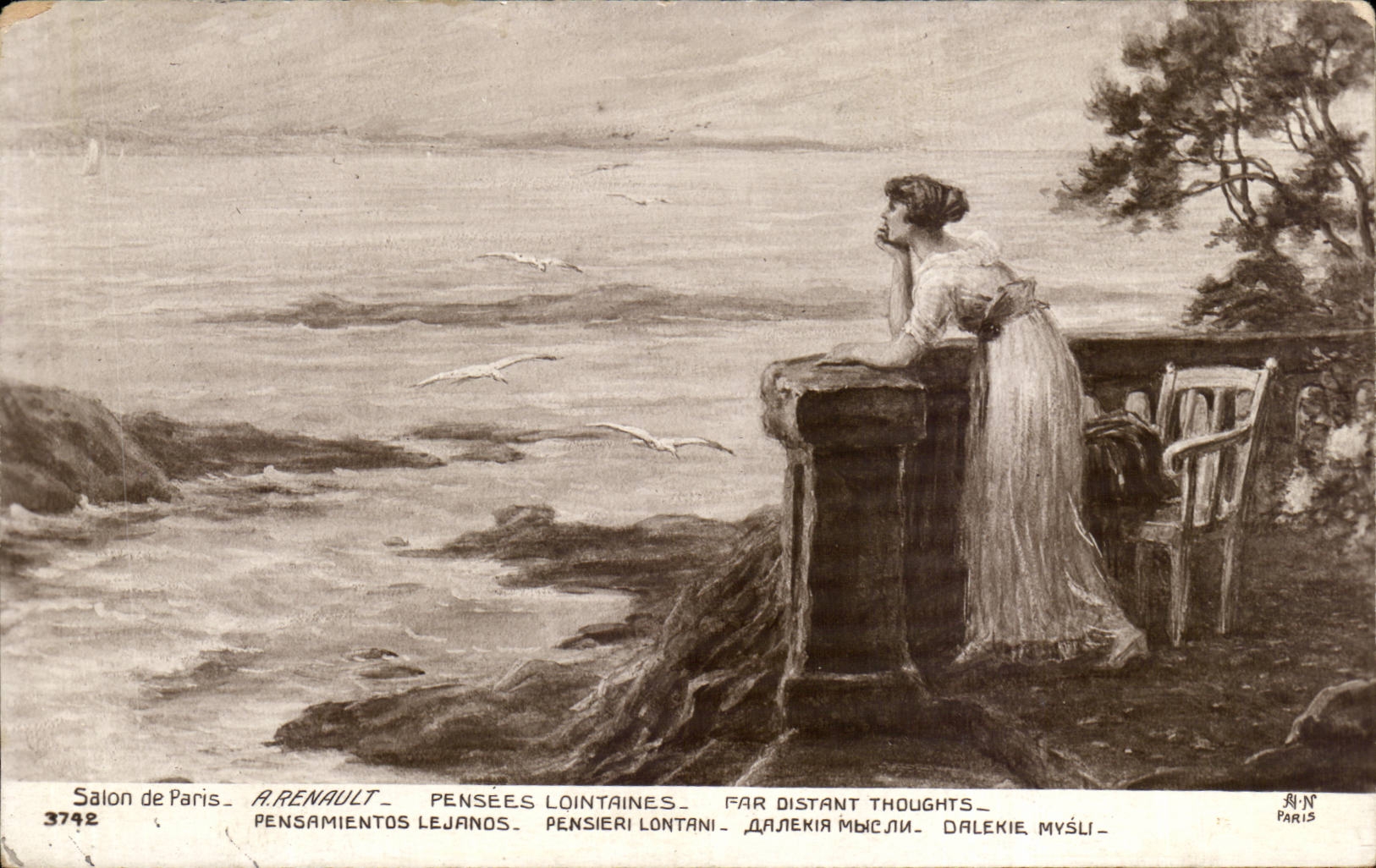 CPA Fantaisie Salon de Paris Renault Pensees lointaines 