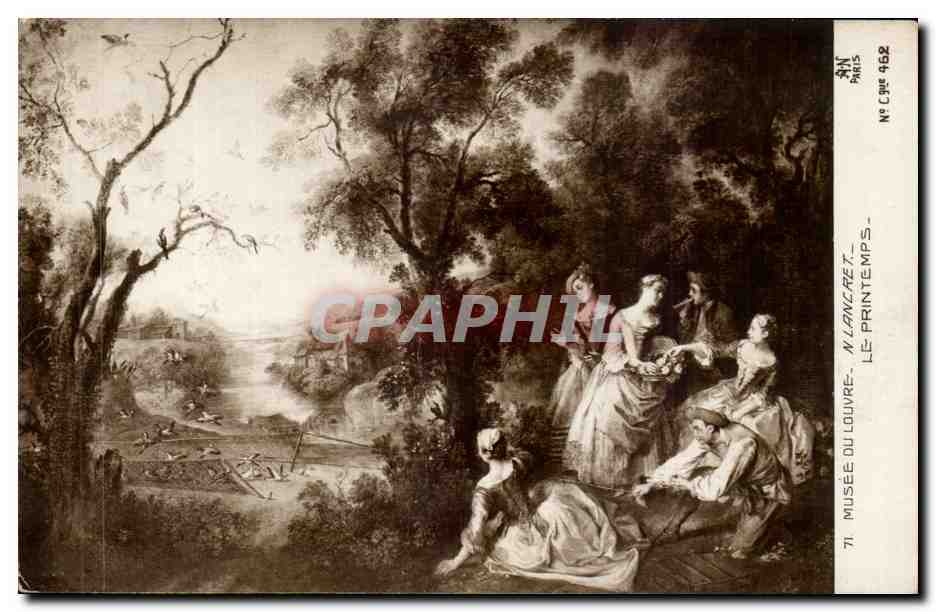 CPA Fantaisie Paris Musee du Louvre Lancret le printemps