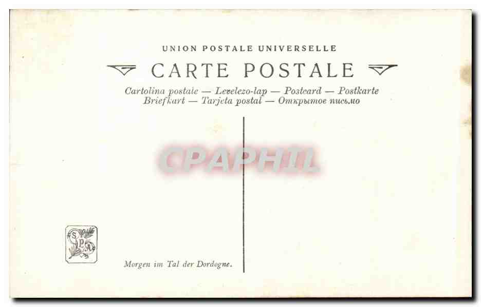 CPA Fantaisie Salon 1909 Didier pouget Soleil levant Vallee de la Dordogne  — Verso