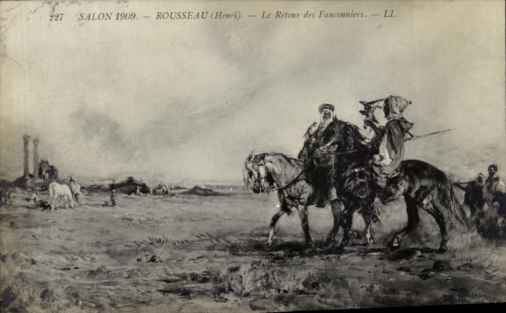 CPA Fantaisie Salon de 1909 Rousseau le retour des fauconniers Faucon Rapace