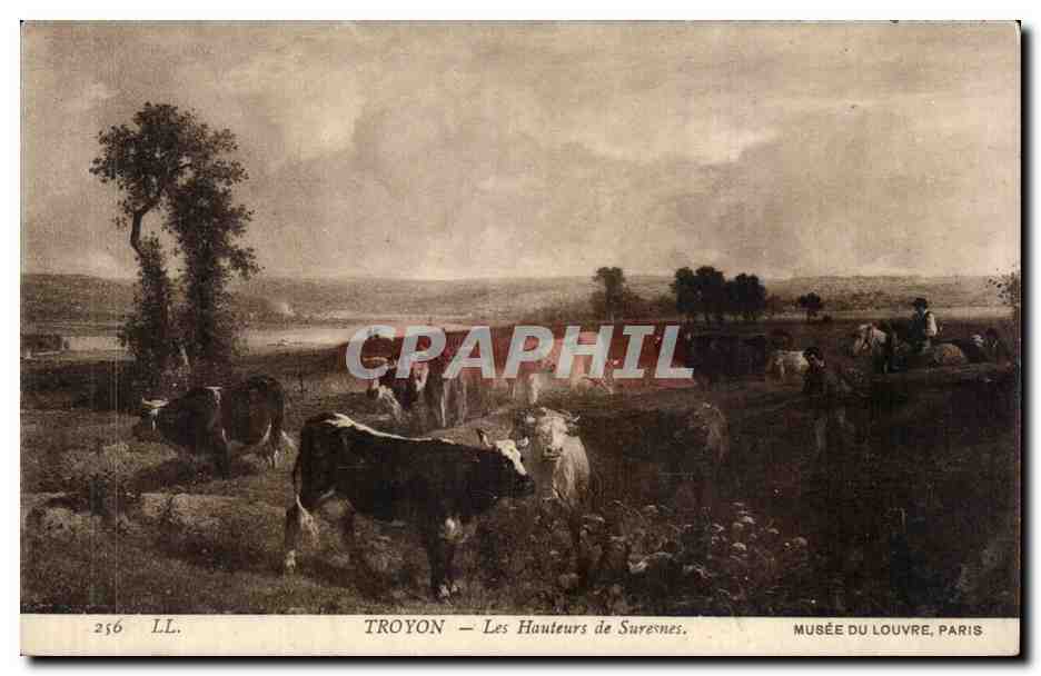 CPA Fantaisie Troyon Les hauteurs de Suresnes Vaches Musee du Louvre Paris 