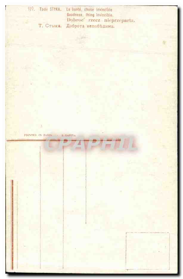 CPA Fantaisie Tade Styka La bonte chose invincible Lion Enfant  — Verso