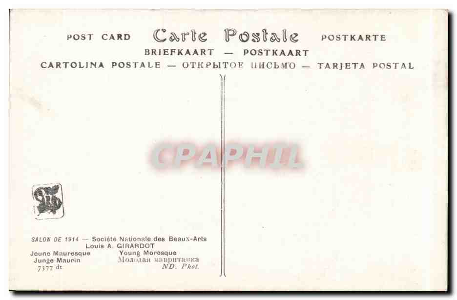 CPA Fantaisie Salon 1914 Girardot Jeune mauresque  — Verso