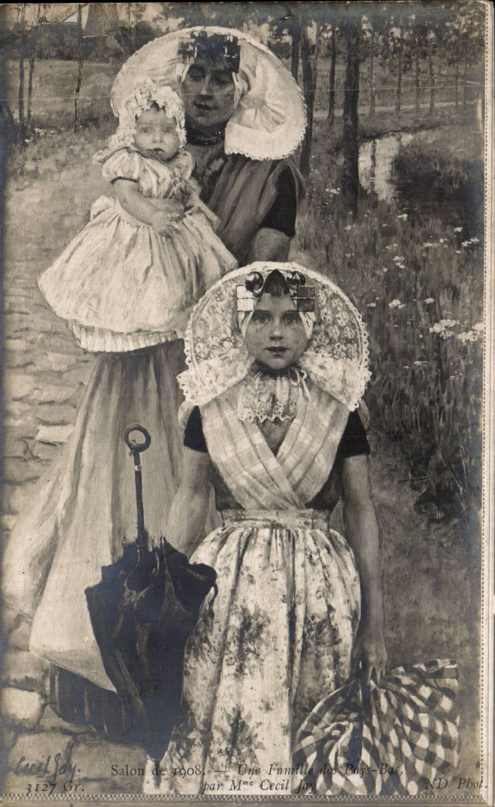 CPA Fantaisie Salons de Paris 1908 Une famille des Pays Bas Par Cecile Joy