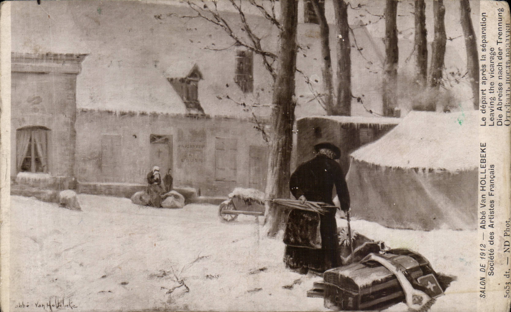 CPA Fantaisie Salon de 1912 Abbe Van Hollebeke Le depart apres la separation