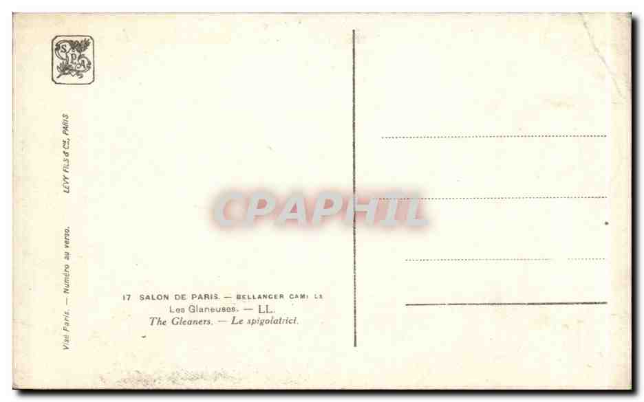 CPA Fantaisie Salon de Paris Bellanger Les glaneuses  — Verso