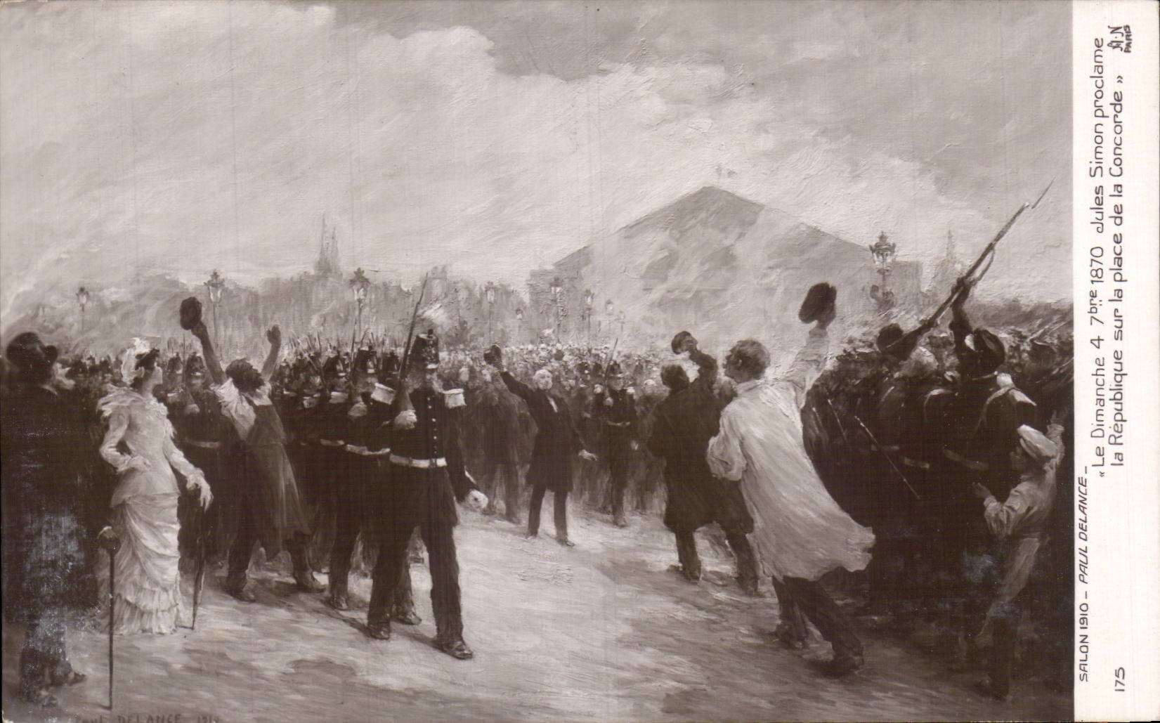 CPA Fantaisie Salon 1910 Paul Delance Le dimanche 4 septembre 1870 Jules Simon proclame la Republique sur place Concorde