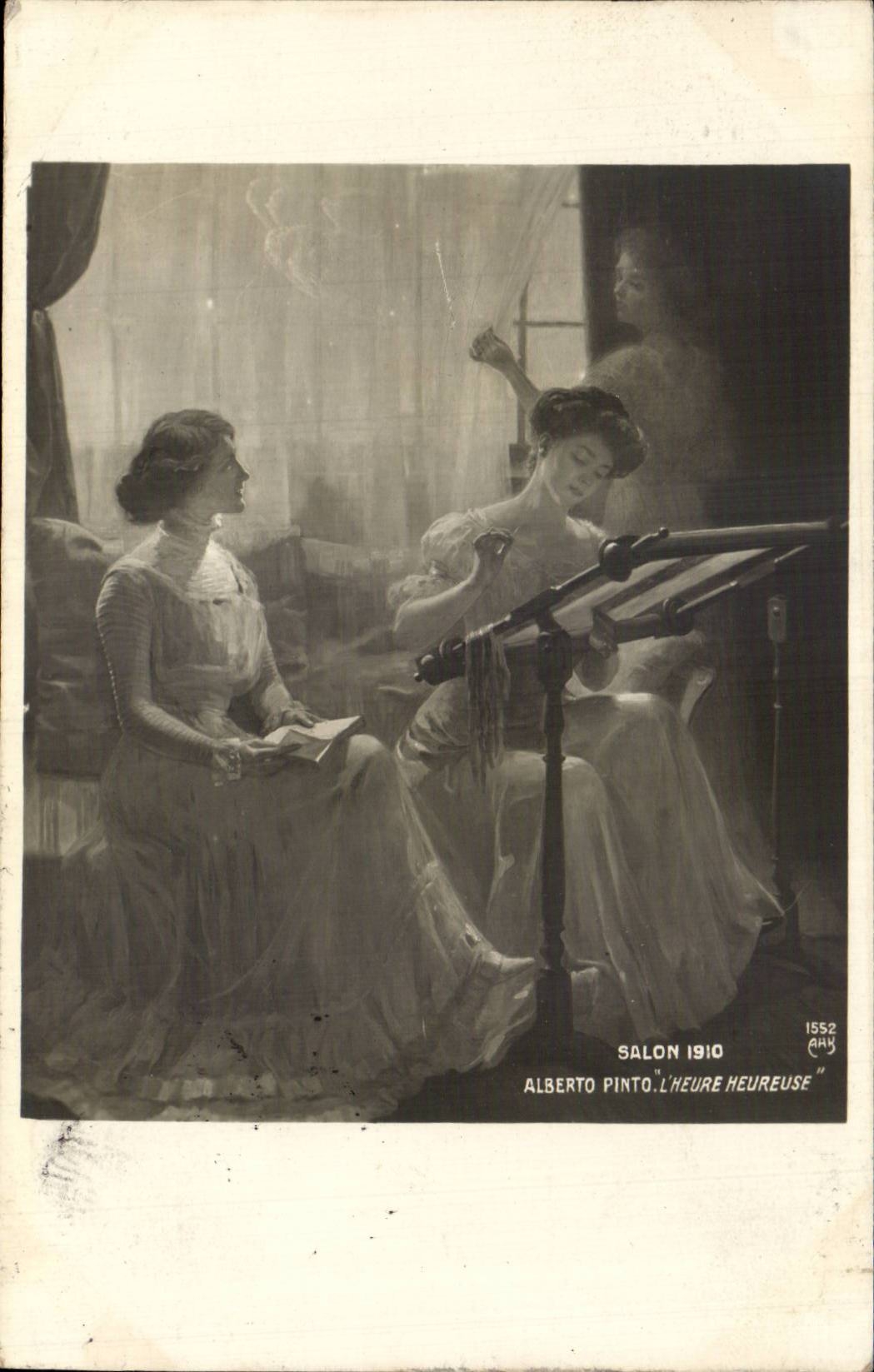 CPA Fantaisie Salon 1910 Alberto Pinto L'heure heureuse