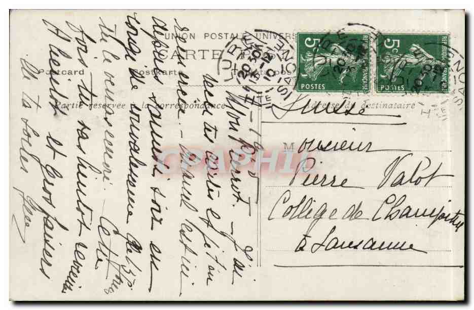 CPA Fantaisie Salon 1910 Voisard MArgerie Neige et soleil Vache  — Verso
