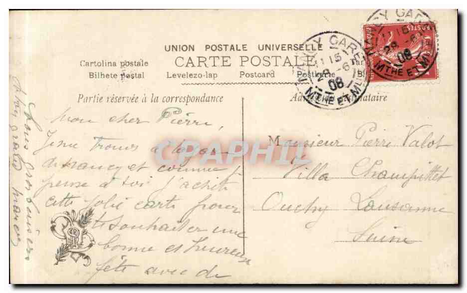 CPA Fantaisie Salon 1908 Boquet Les vieux  — Verso