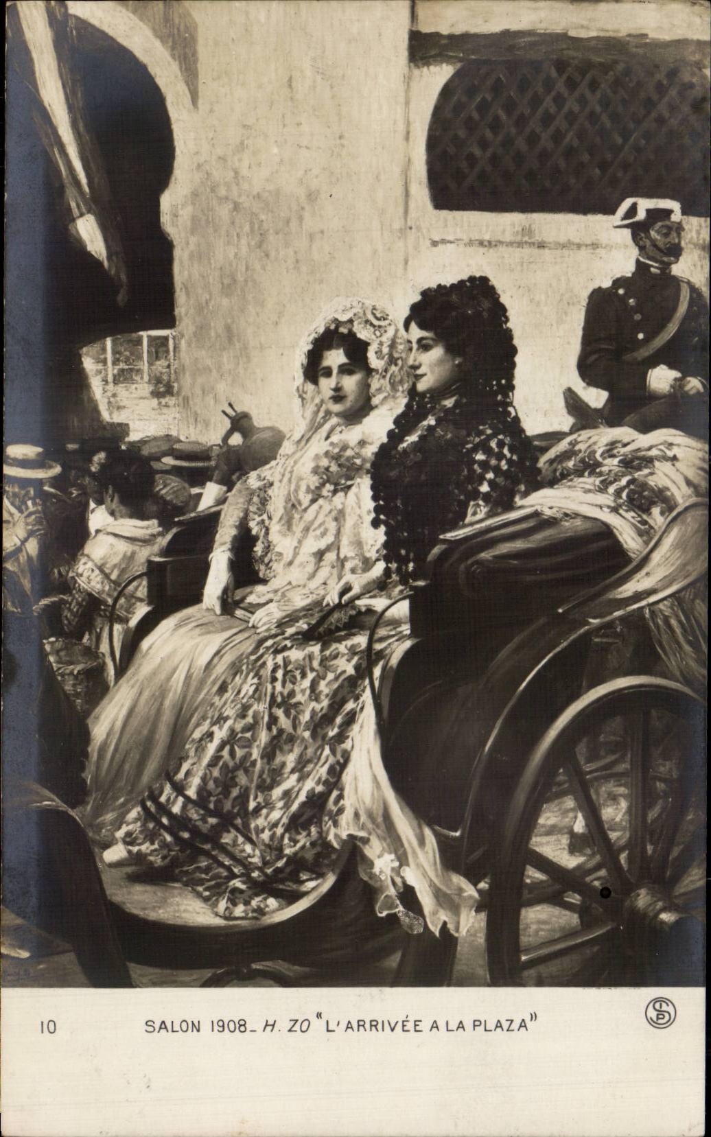 CPA Fantaisie Salon 1908 L'arrivee a la Plaza