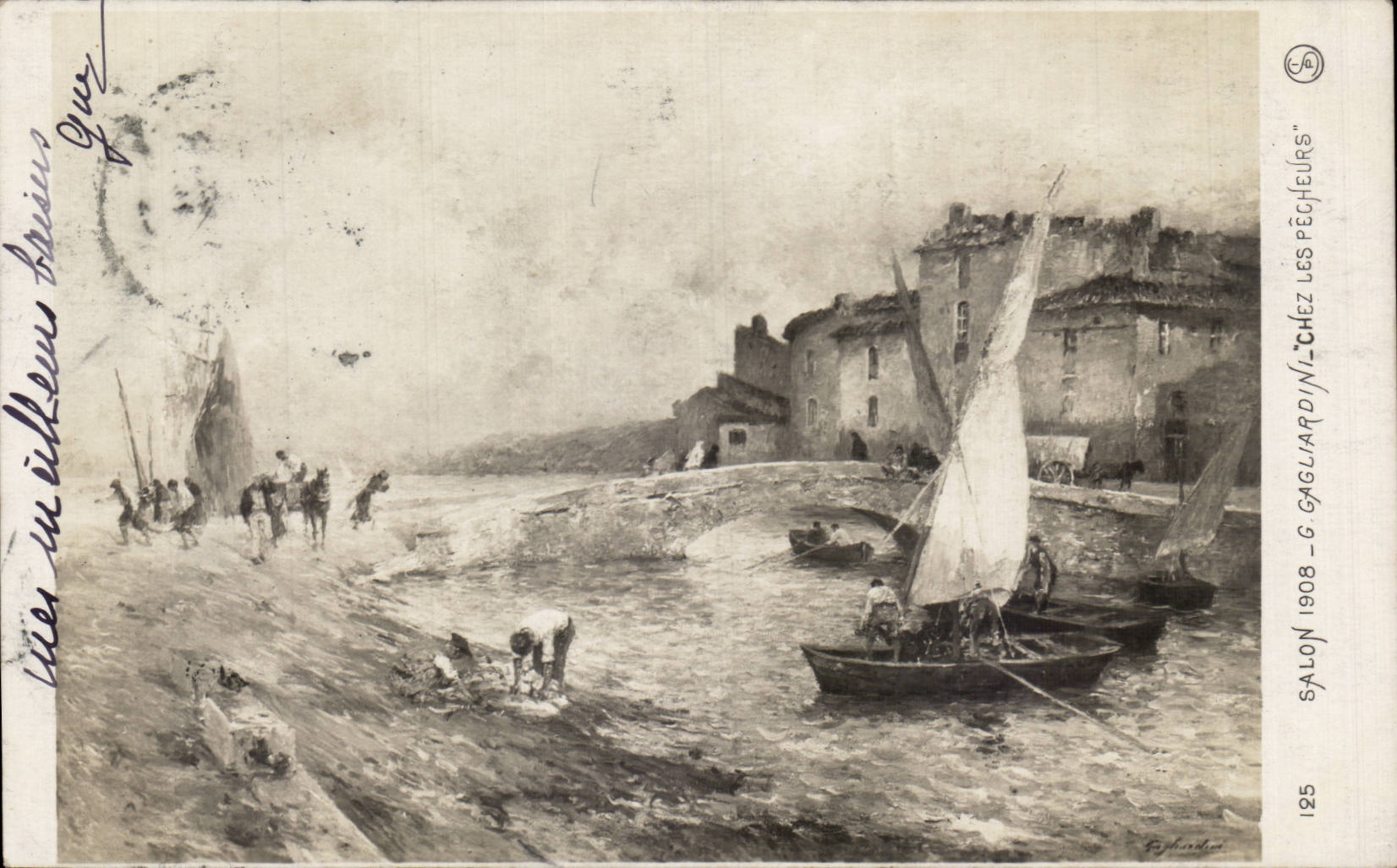 CPA Fantaisie Salon 1908 Gagliardini Chez les pecheurs