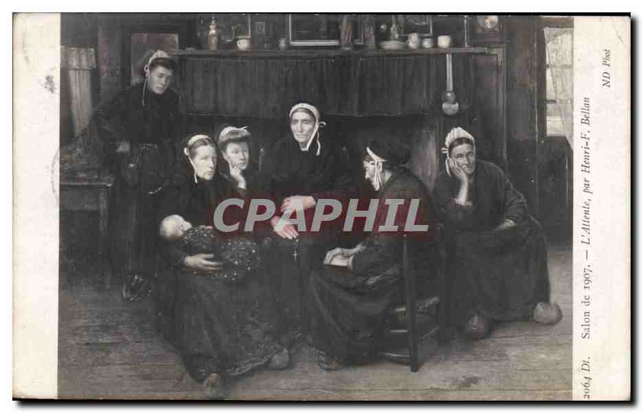 CPA Fantaisie Salon 1907 L'attente Henri Bellan